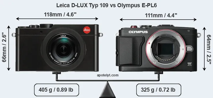 Size Leica D-LUX Typ 109 vs Olympus E-PL6