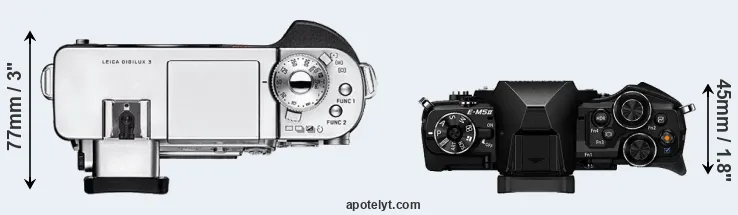 Compare Digilux 3 versus E-M5 II top