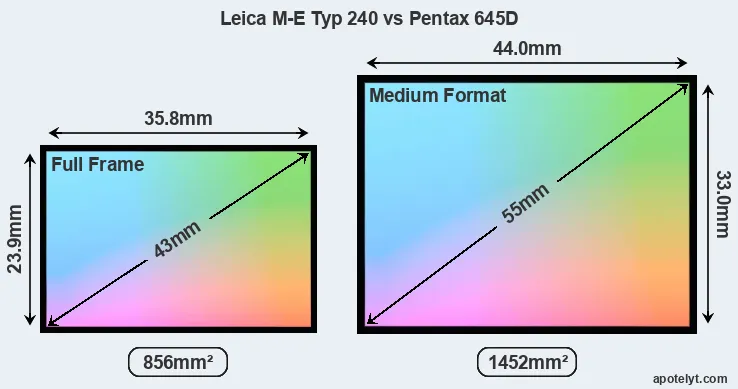 Leica M-E Typ 240 and Pentax 645D sensor measures