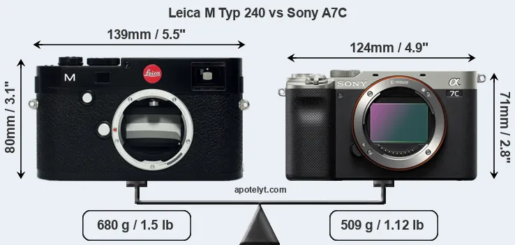 Size Leica M Typ 240 vs Sony A7C