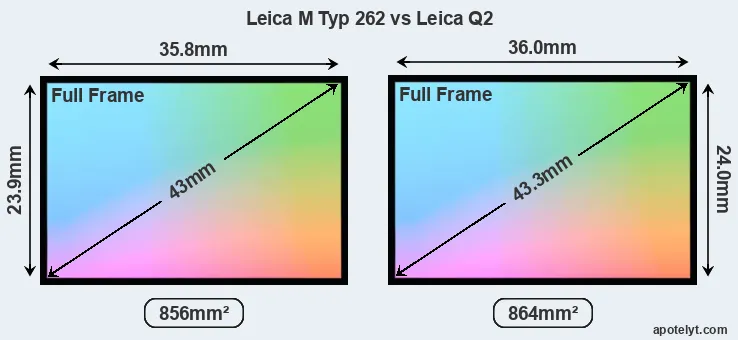 Leica M Typ 262 and Leica Q2 sensor measures