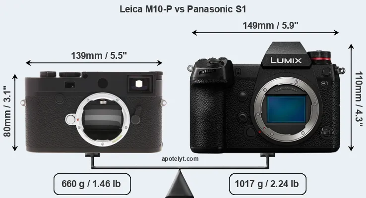 Size Leica M10-P vs Panasonic S1