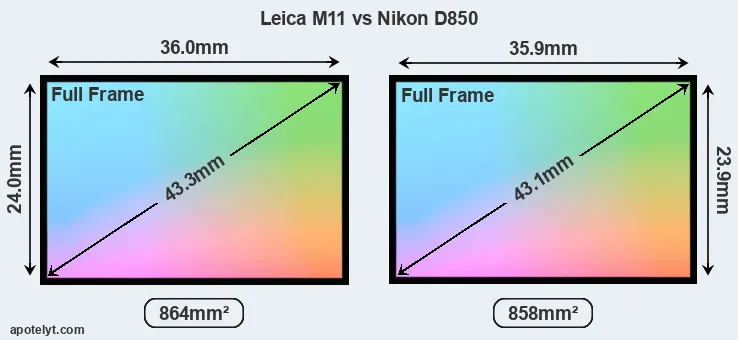 Leica M11 and Nikon D850 sensor measures
