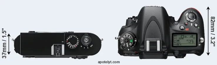 Compare M9 versus D610 top
