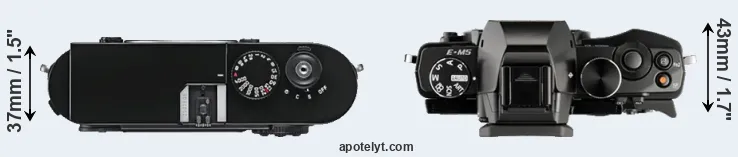 Compare M9 versus E-M5 top