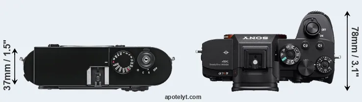 Compare M9 versus A7R IV top