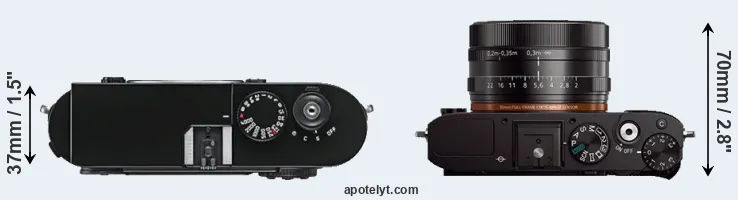 Compare M9 versus RX1 top