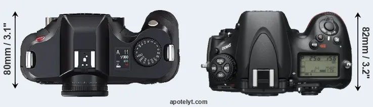 Compare S2 versus D800 top