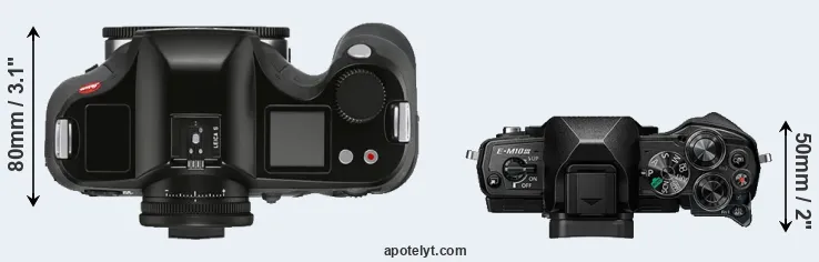 Compare S3 versus E-M10 III top