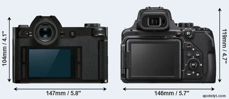 Comparison Leica SL or P1000 rear