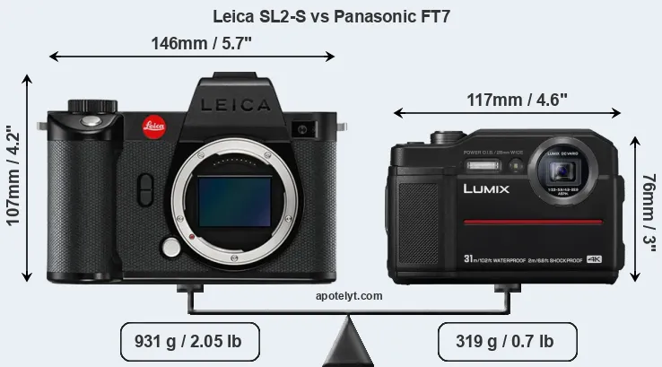 Size Leica SL2-S vs Panasonic FT7