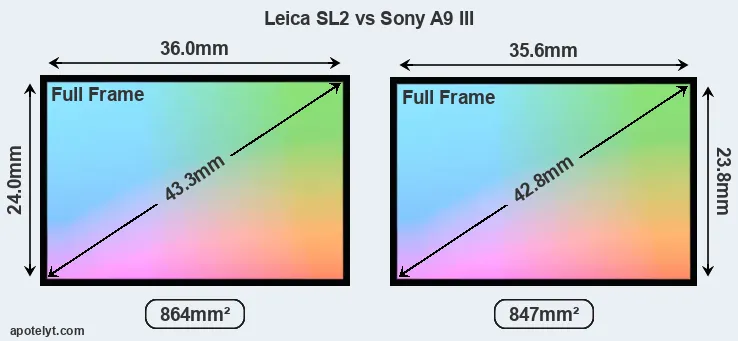 Leica SL2 and Sony A9 III sensor measures