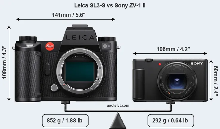 Size Leica SL3-S vs Sony ZV-1 II