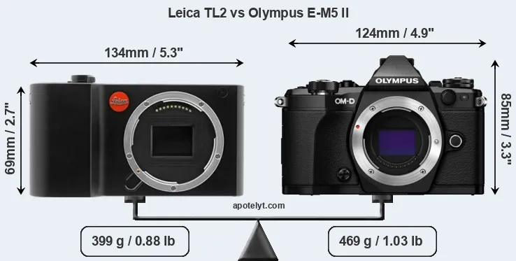 Size Leica TL2 vs Olympus E-M5 II