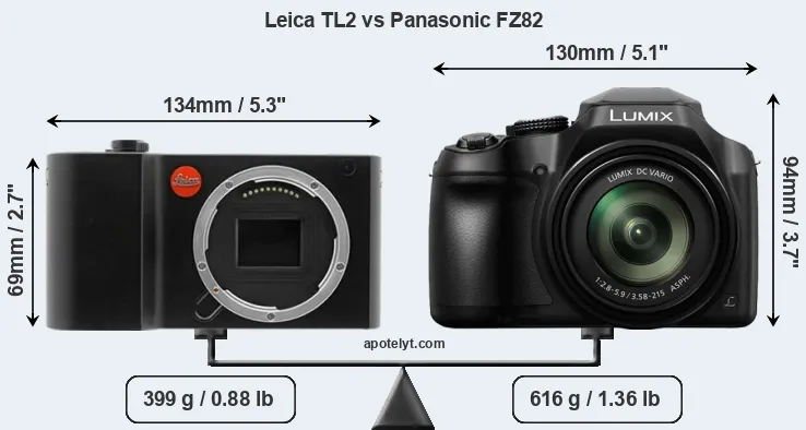 Size Leica TL2 vs Panasonic FZ82