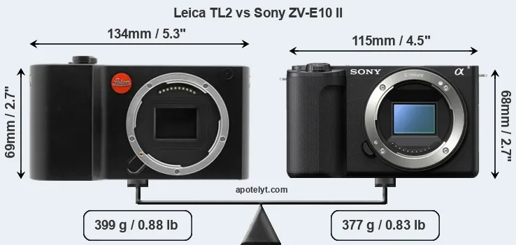 Size Leica TL2 vs Sony ZV-E10 II