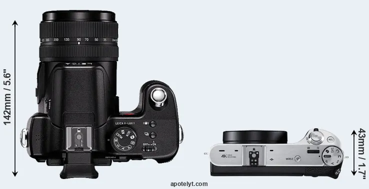 Compare V-LUX 1 versus NX500 top