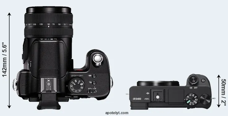 Compare V-LUX 1 versus A6400 top