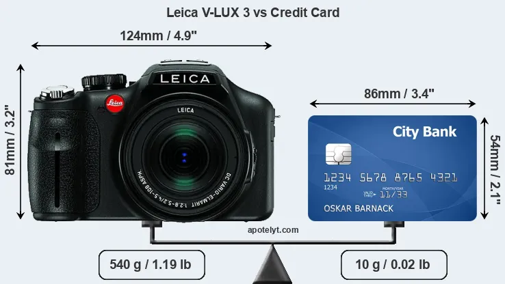 Leica V-LUX 3 vs credit card front