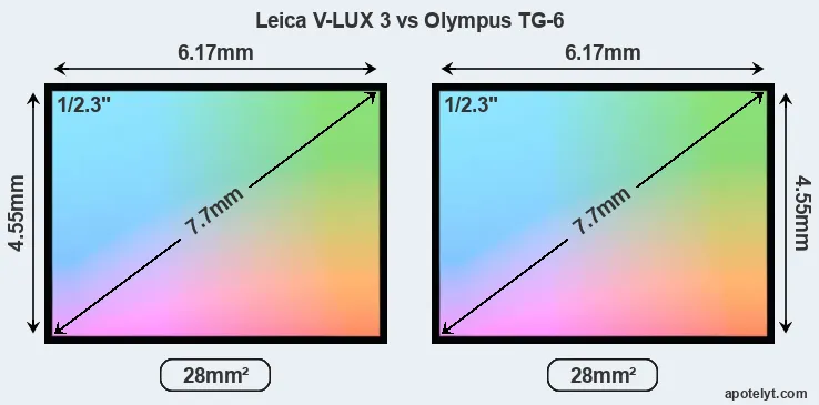 Leica V-LUX 3 and Olympus TG-6 sensor measures