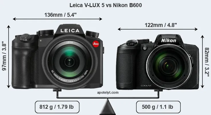 Size Leica V-LUX 5 vs Nikon B600