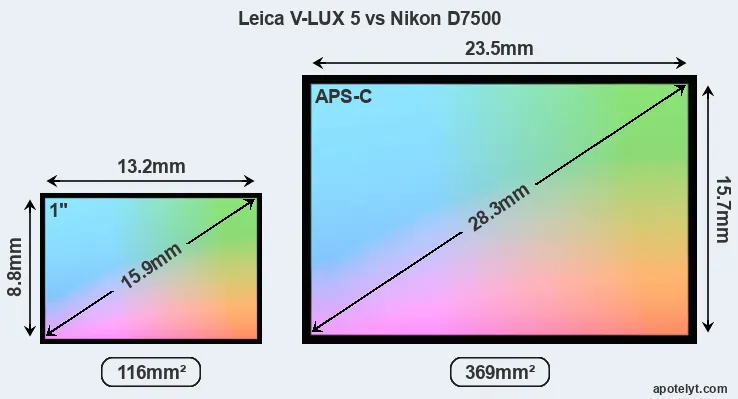 Leica V-LUX 5 and Nikon D7500 sensor measures