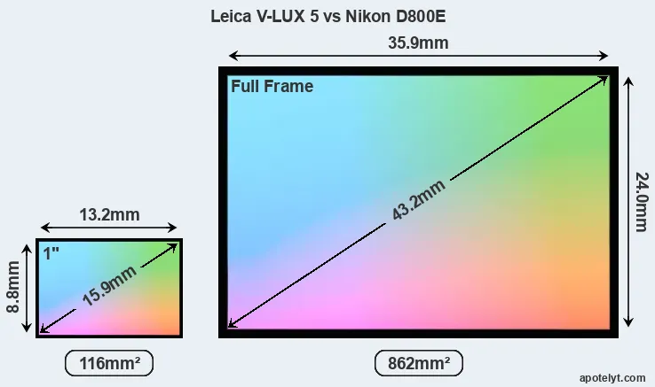Leica V-LUX 5 and Nikon D800E sensor measures