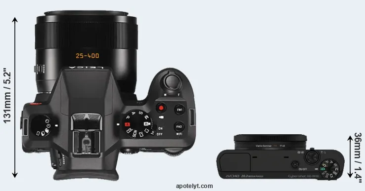 Compare V-LUX Typ 114 versus RX100 top