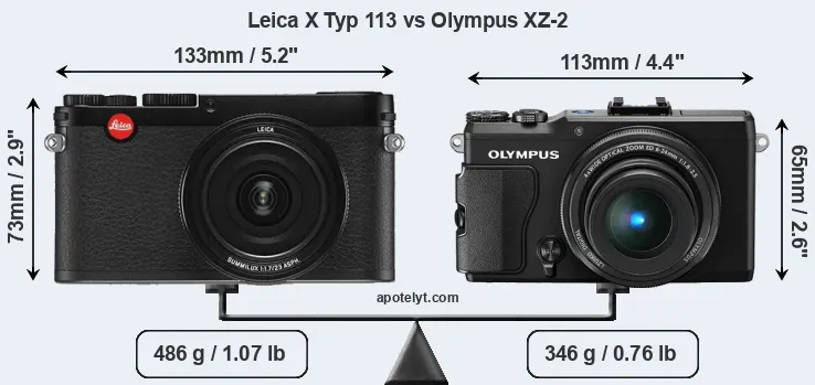 Size Leica X Typ 113 vs Olympus XZ-2