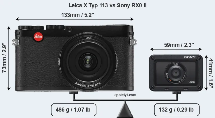 Size Leica X Typ 113 vs Sony RX0 II