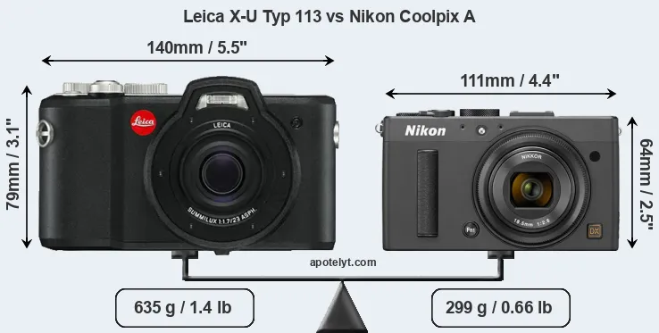 Size Leica X-U Typ 113 vs Nikon Coolpix A