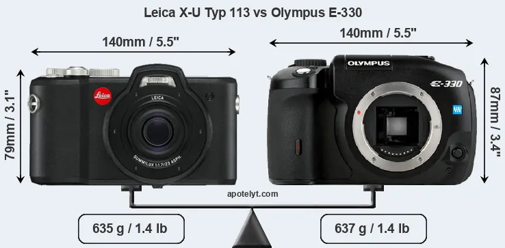 Size Leica X-U Typ 113 vs Olympus E-330