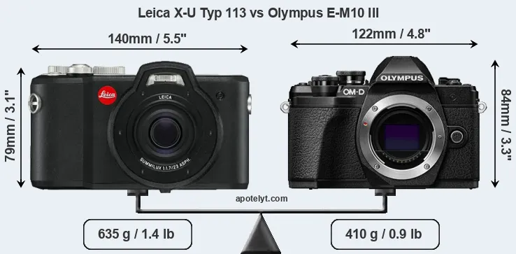 Size Leica X-U Typ 113 vs Olympus E-M10 III