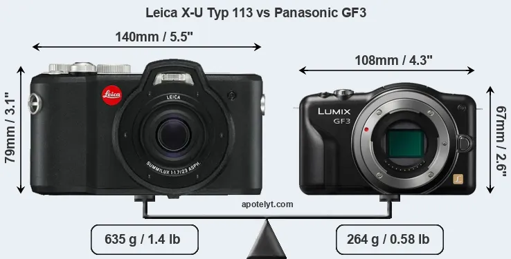 Size Leica X-U Typ 113 vs Panasonic GF3