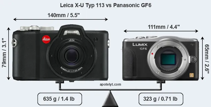 Size Leica X-U Typ 113 vs Panasonic GF6