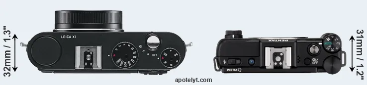 Compare X1 versus Pentax Q top