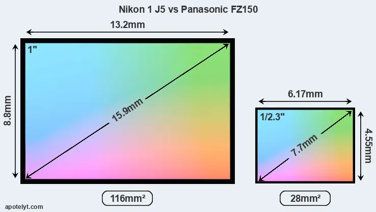Nikon 1 J5 and Panasonic FZ150 sensor measures