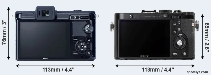 Comparison V1 or RX1R rear