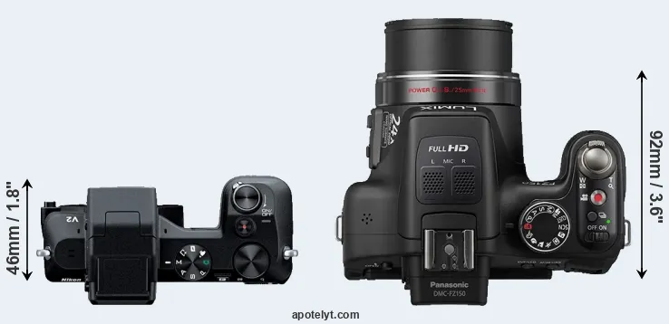 Compare V2 versus FZ150 top