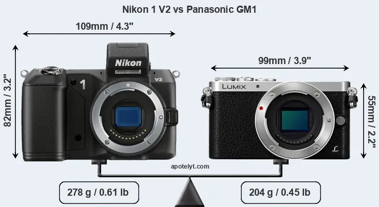 Size Nikon 1 V2 vs Panasonic GM1