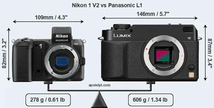 Size Nikon 1 V2 vs Panasonic L1