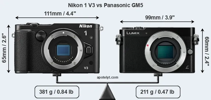 Size Nikon 1 V3 vs Panasonic GM5