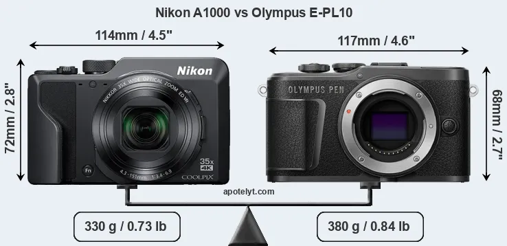 Size Nikon A1000 vs Olympus E-PL10
