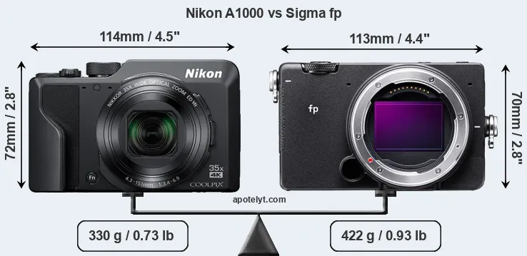 Size Nikon A1000 vs Sigma fp