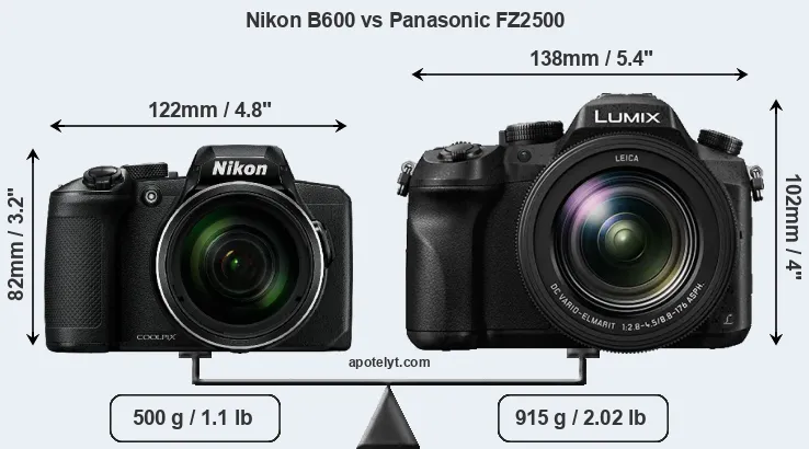 Size Nikon B600 vs Panasonic FZ2500