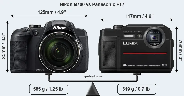 Size Nikon B700 vs Panasonic FT7