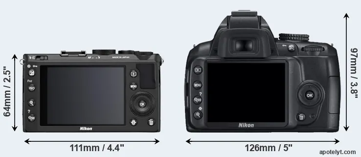Comparison Coolpix A or D3000 rear