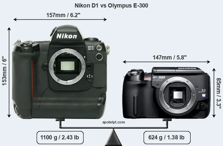 Size Nikon D1 vs Olympus E-300
