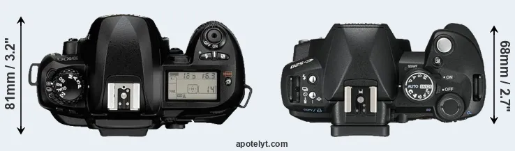 Compare D100 versus E-520 top