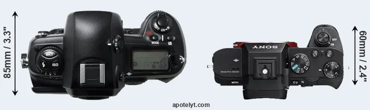 Compare D1H versus A7 II top